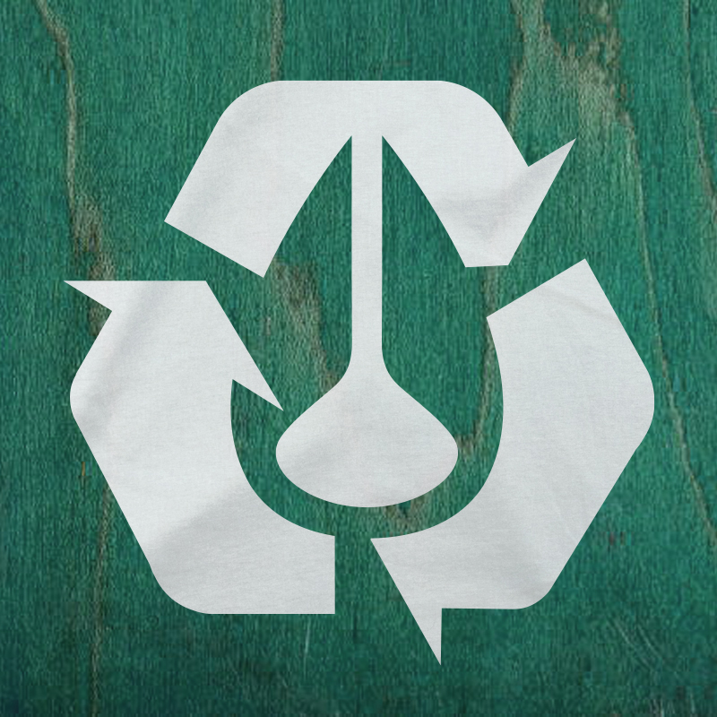 A combination of the Nixon logo and recyclable material logo.