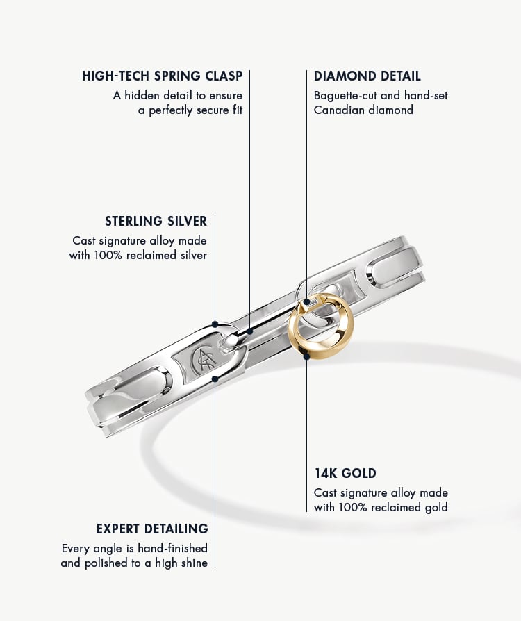 Icon Bangle infographic details on materials 