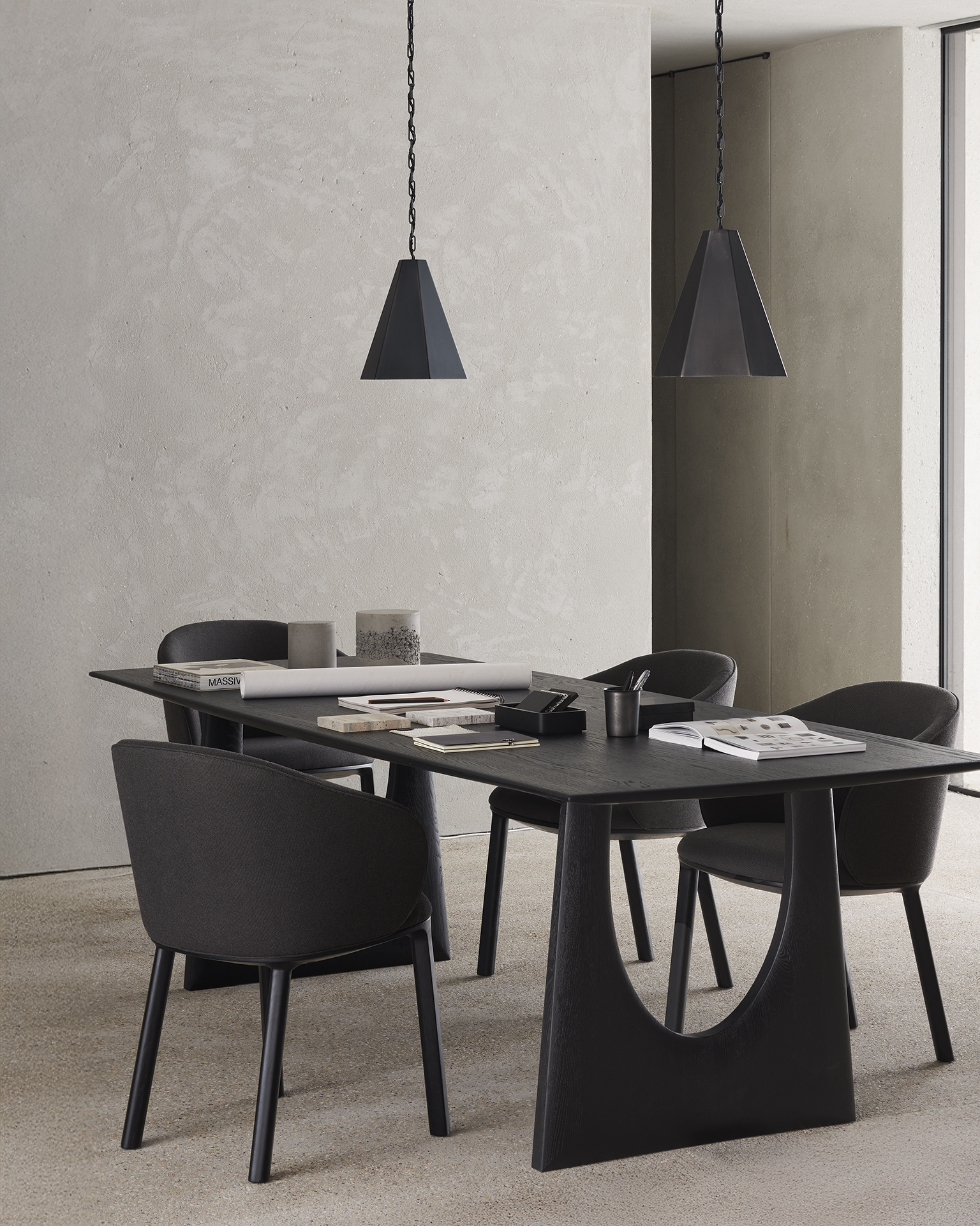 Ethnicraft Oak Geometric Dining Table