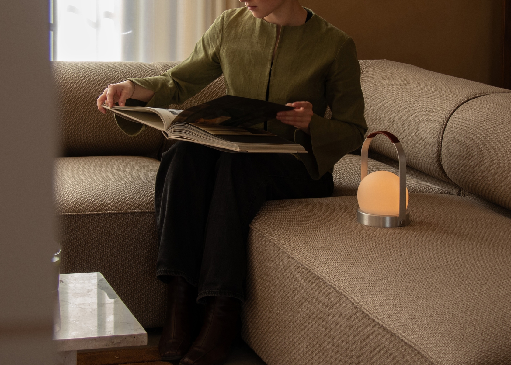 Carrie Portable Brass Table Lamp