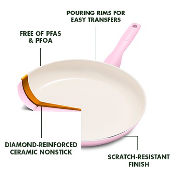 All in One Plus Pan, 5 Qt Ceramic Non Stick - Blush Pink