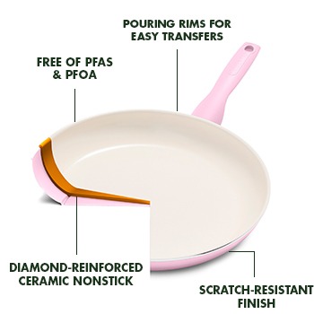 GreenLife Diamond Ceramic Nonstick Open Frypan/Skillet, 12 inch, Pink