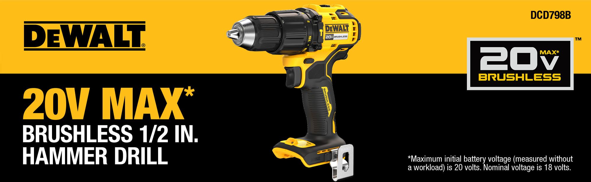 20V MAX Lithium-Ion Brushless Cordless 1/2" Hammer Drill (Tool Only)
