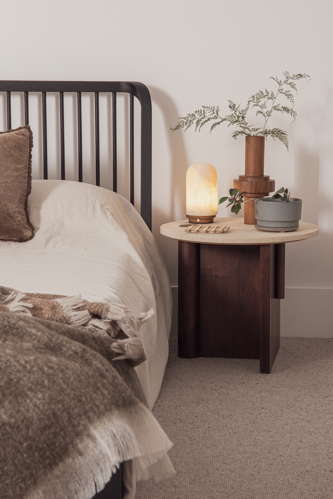 Pivot Round Travertine Side Table