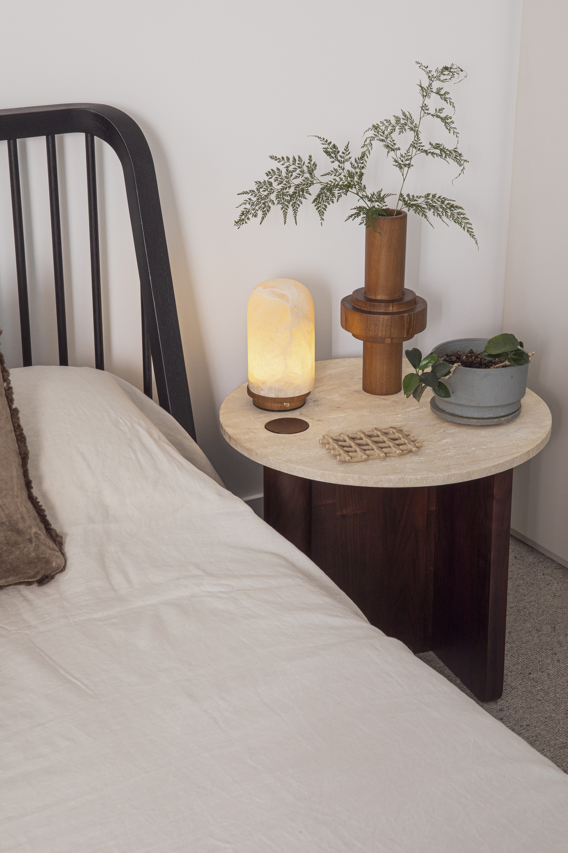 Pivot Round Travertine Side Table