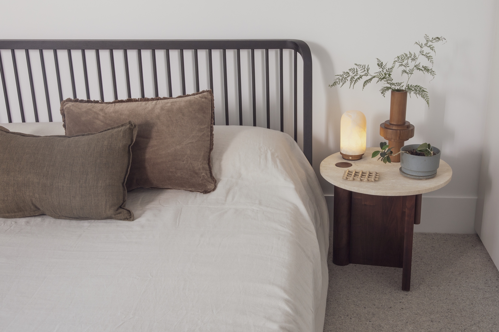 Pivot Round Travertine Side Table