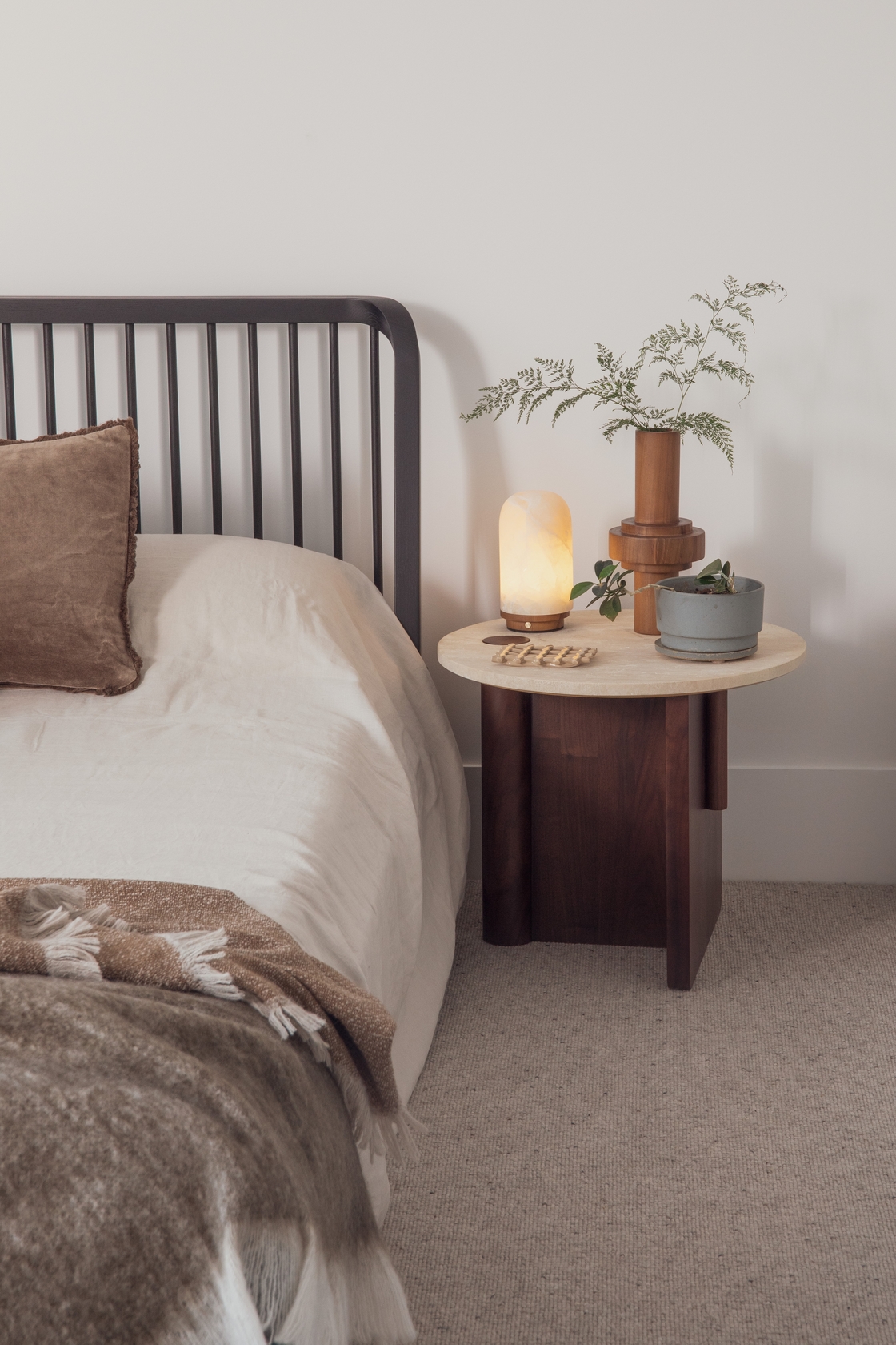 Pivot Round Travertine Side Table