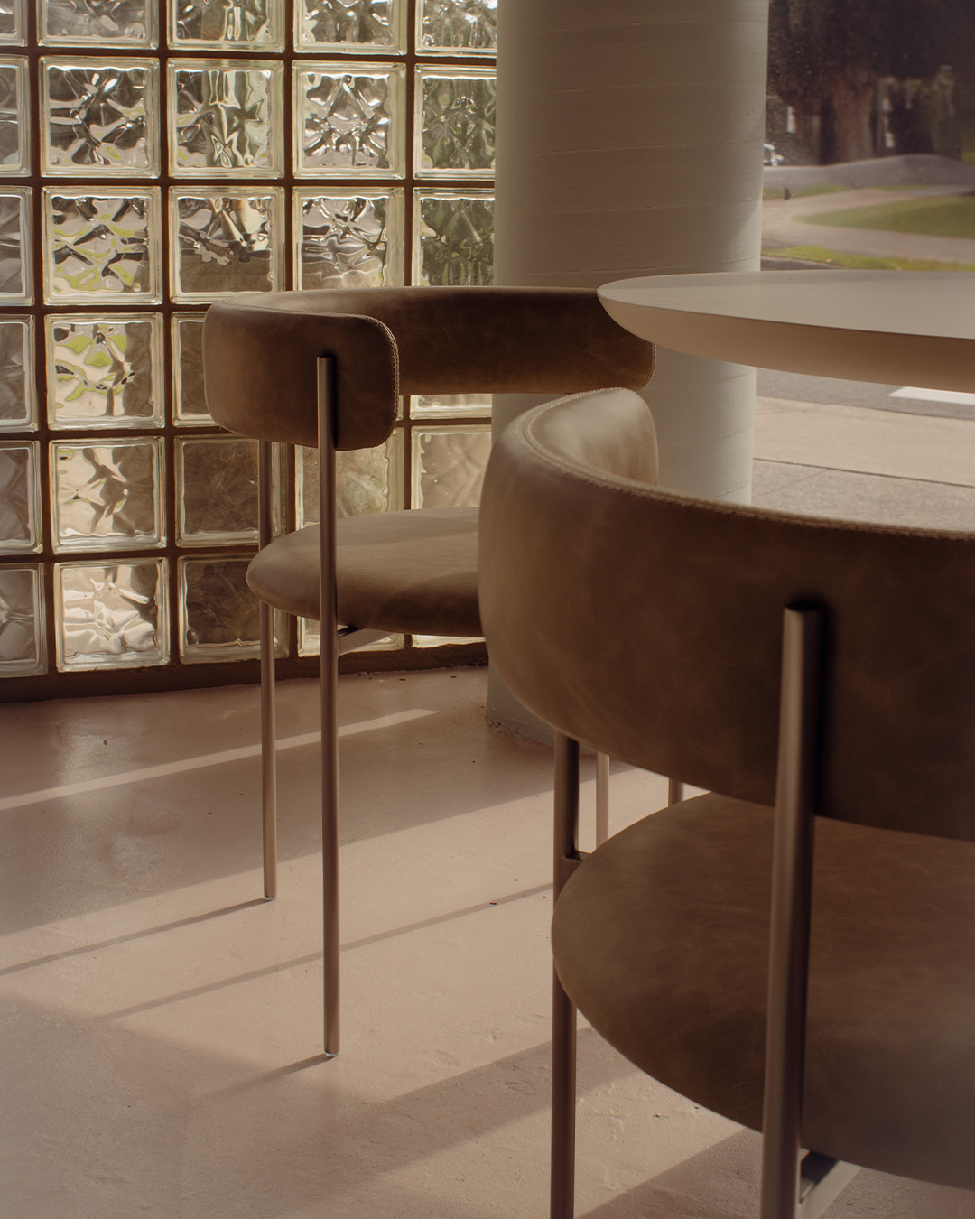 Olive Bellino Dining Chair Stainless Steel Legs