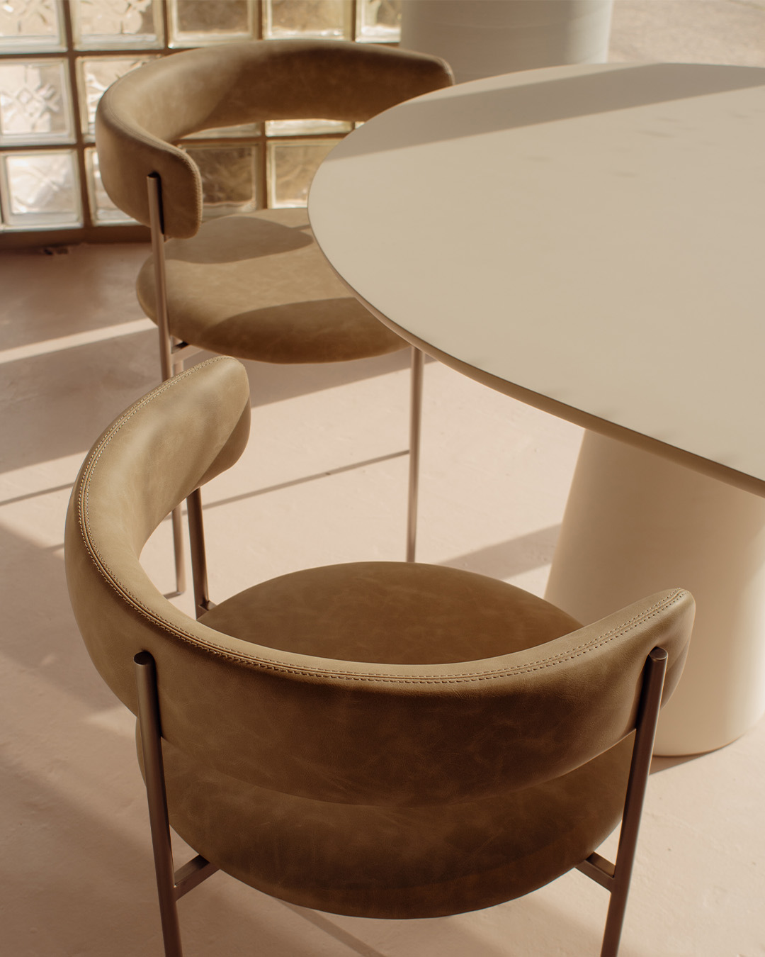 Olive Bellino Dining Chair Stainless Steel Legs