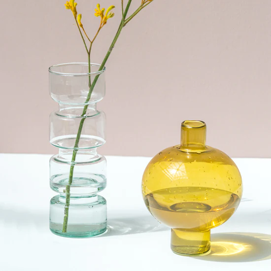 Paloma Transparent Glass Vase - Green