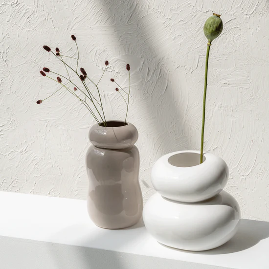 Earthernware Vase - Pebble White