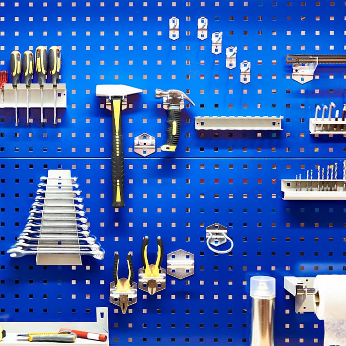 A ceiling mount heater is a great space-saving choice for heating small areas like a workshop bench.