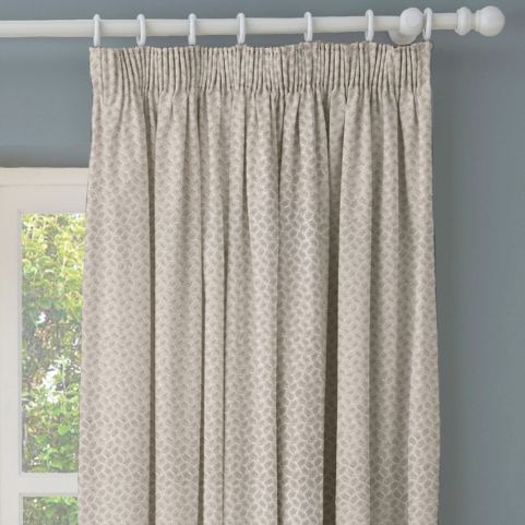 plain beige curtains origami on grey wall