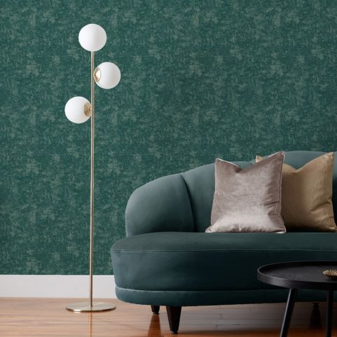 plain green damask wallpaper behind green sofa symphony print