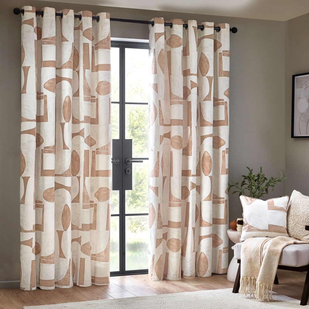 Beige abstract curtains