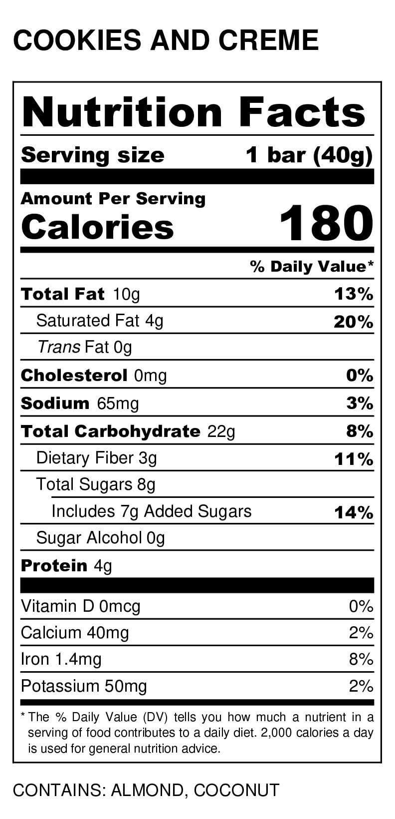 Cookies and Crèmeingredient label