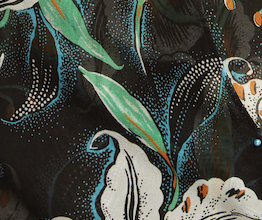 Cross Front Silk Scarf Top - Black/White Lily