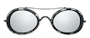 Matsuda 2871H a large oval sunglass with ribbed metal detaling and matte black acetate insert