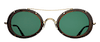 Matsuda 2871H a large oval sunglass with ribbed metal detaling and matte black acetate insert