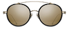 Matsuda M3044-s a large round sunglass with matte caramel acetate insert and gold temples