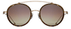 Matsuda M3044-s a large round sunglass with matte caramel acetate insert and gold temples