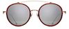 Matsuda M3044-s a large round sunglass with matte caramel acetate insert and gold temples