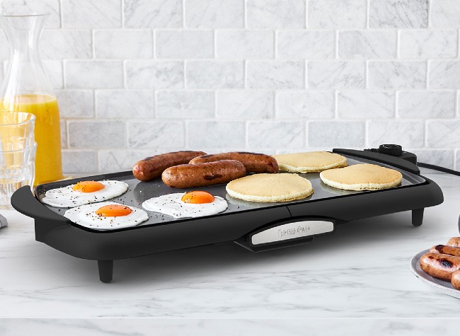 Mueller HealthyBites Electric Griddle Nonstick, 20 Inch Eco Pancake Griddle  Grill Teflon-free, 10 Eggs at Once, Cool-Touch Handles & Slide-Out Drip