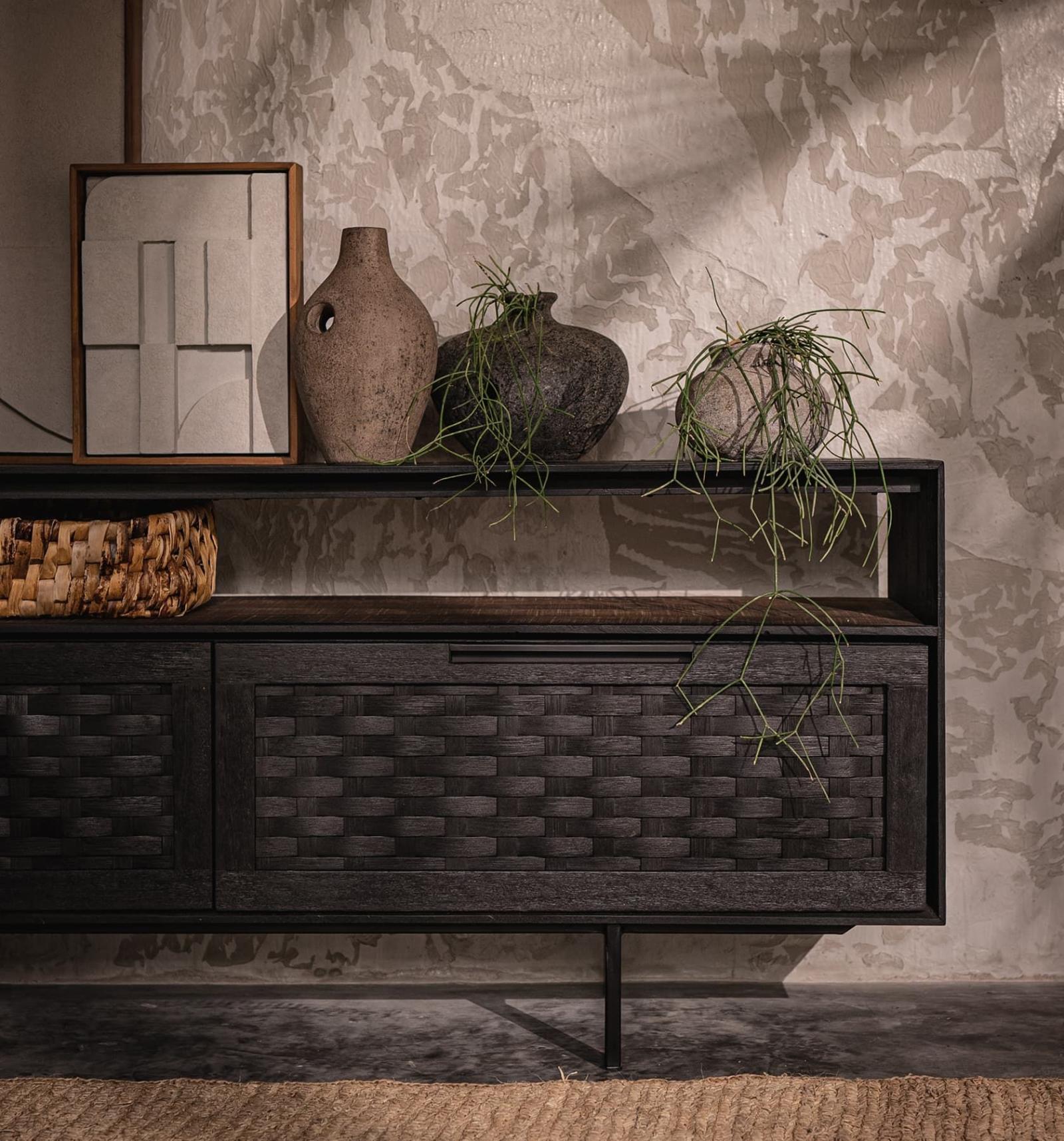 dBodhi Karma Charcoal Low Dresser - 2 Drawers/1 Open Rack