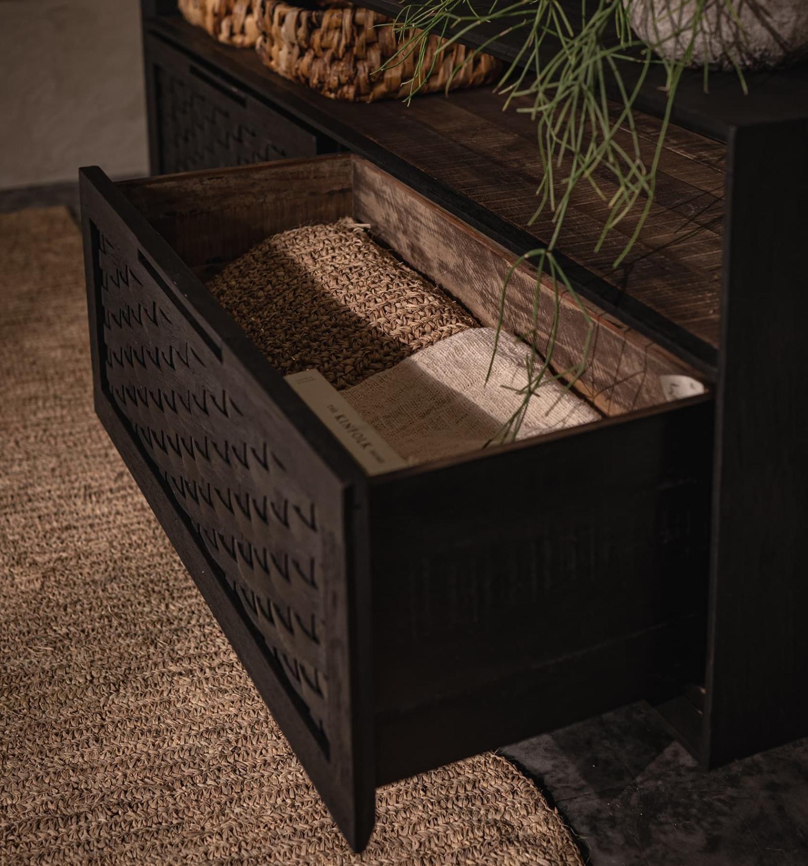 dBodhi Karma Charcoal Low Dresser - 2 Drawers/1 Open Rack