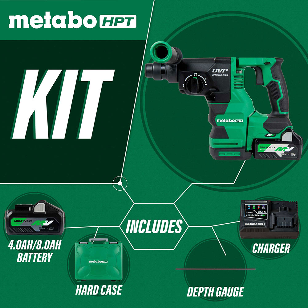 36V MultiVolt Brushless Cordless SDS-Plus 1-1/8" Rotary Hammer Kit with UVP 4.0 Ah
