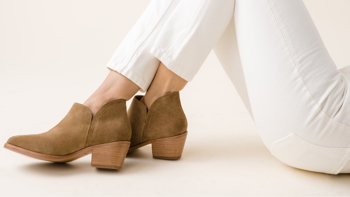 Nisolo Mia Everyday Ankle Bootie Taupe Suede