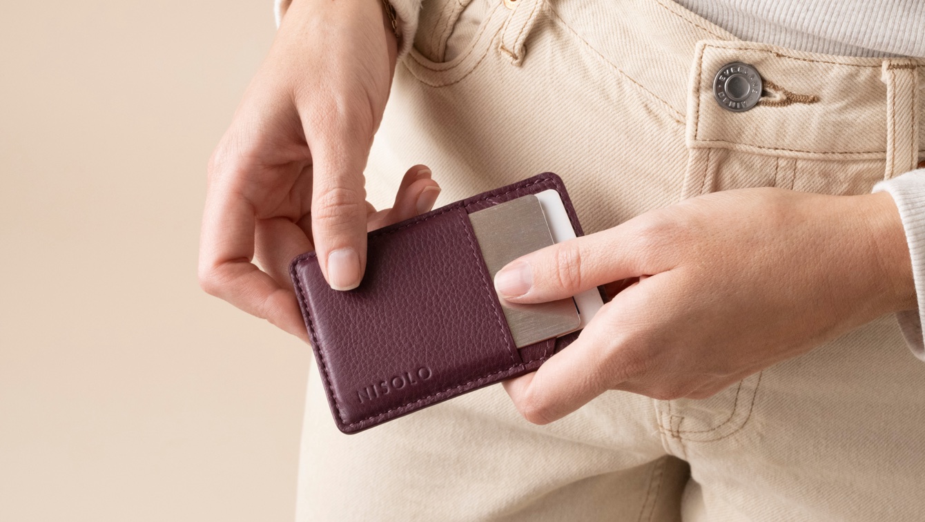 Nisolo Nico Card Case Wallet Plum