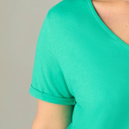 Green Cotton Slub V-Neck T-Shirt