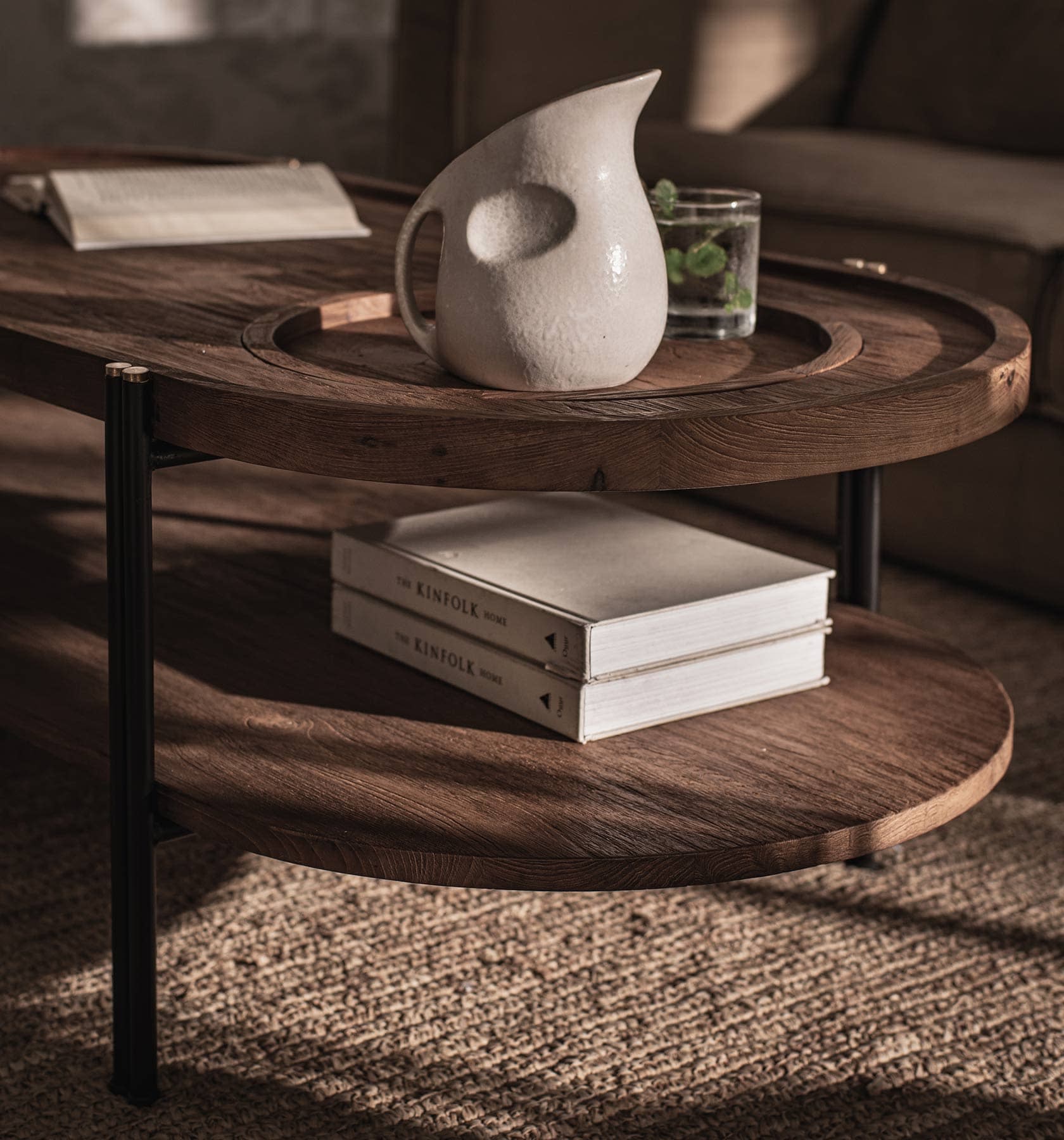 dBodhi Coco Oval Two Tier Coffee Table with Tray