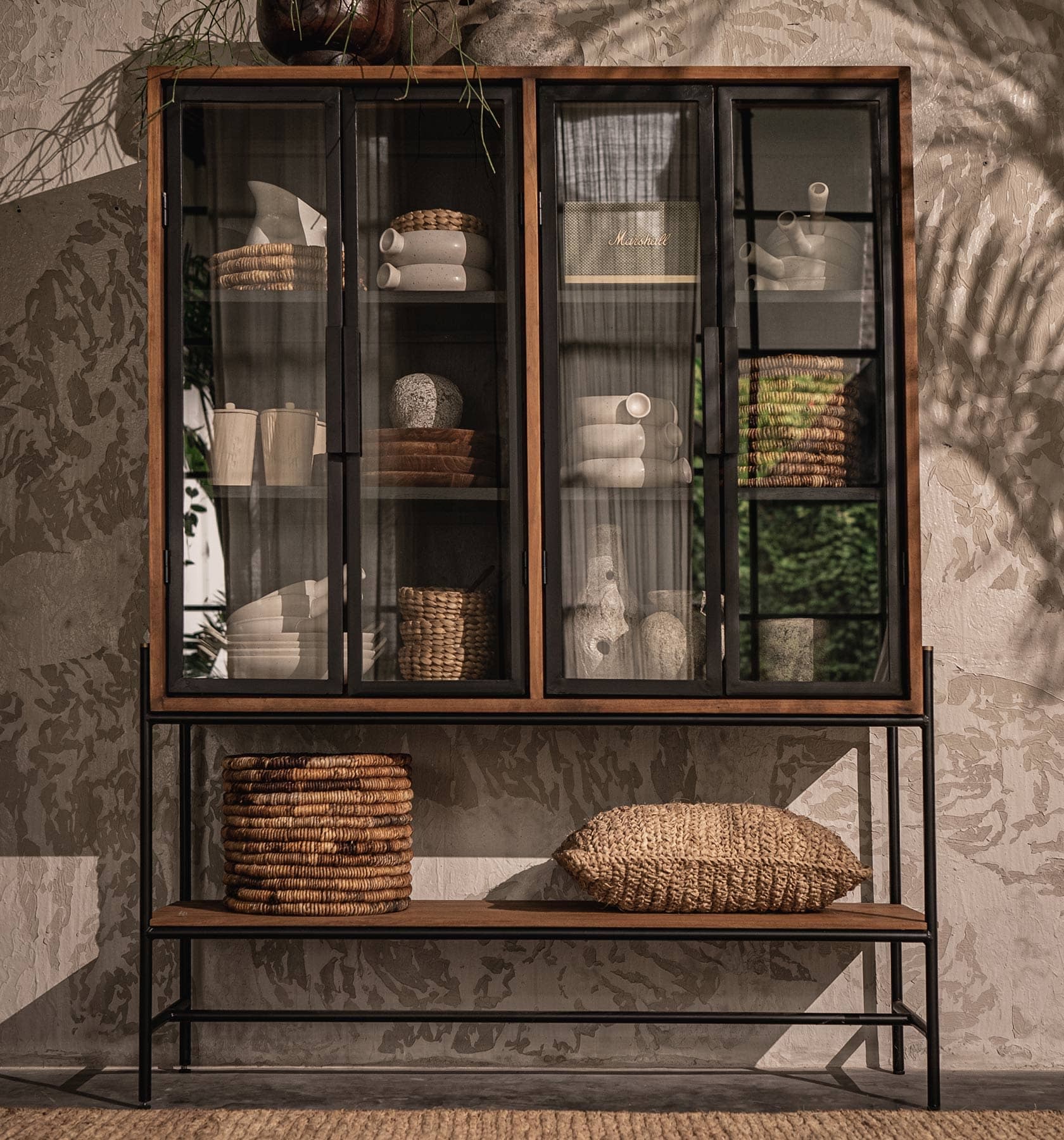 dBodhi Outline Cabinet - 4 Glass Doors/1 Open Rack