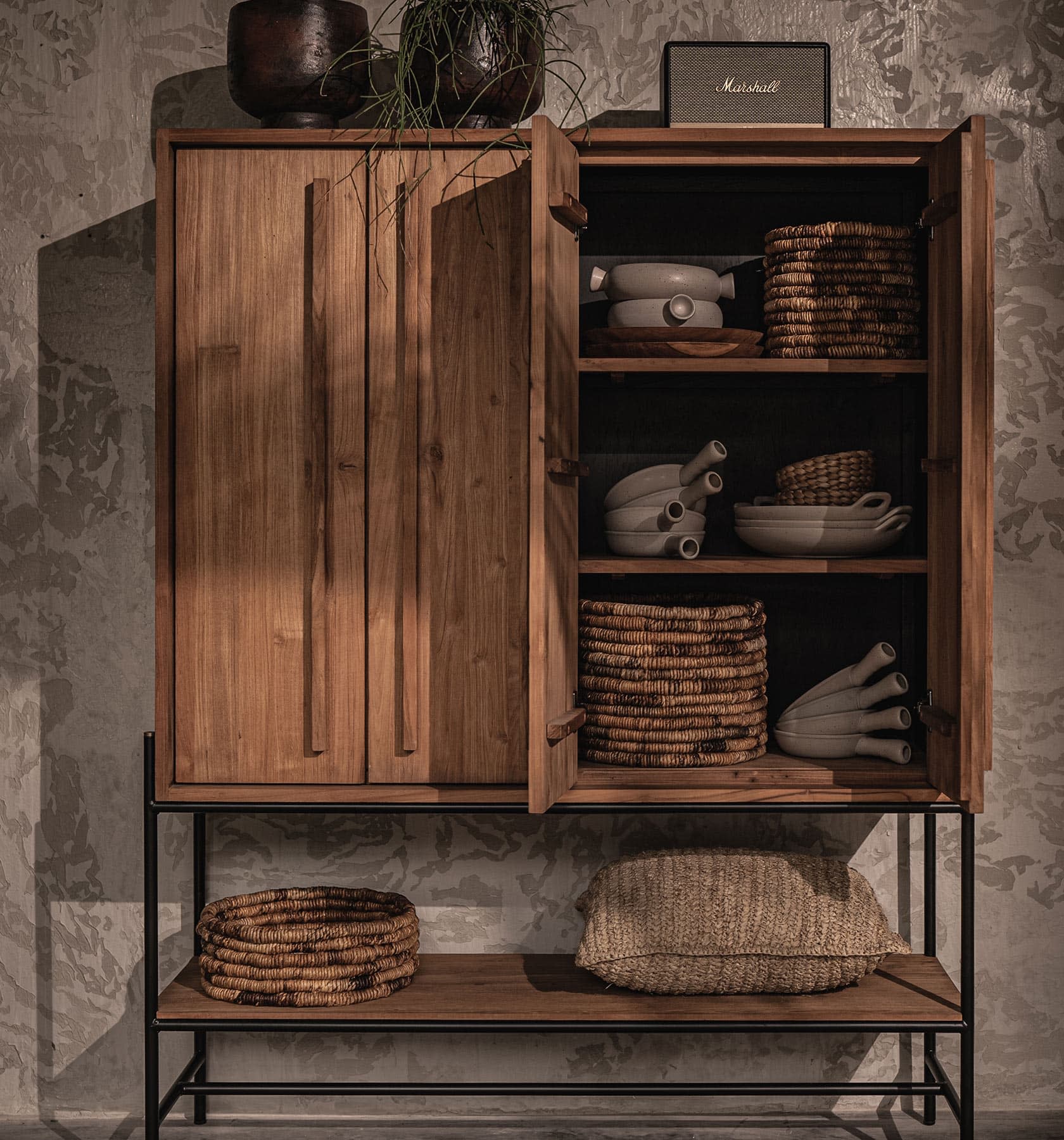 dBodhi Outline Cabinet - 4 Doors/1 Open Rack