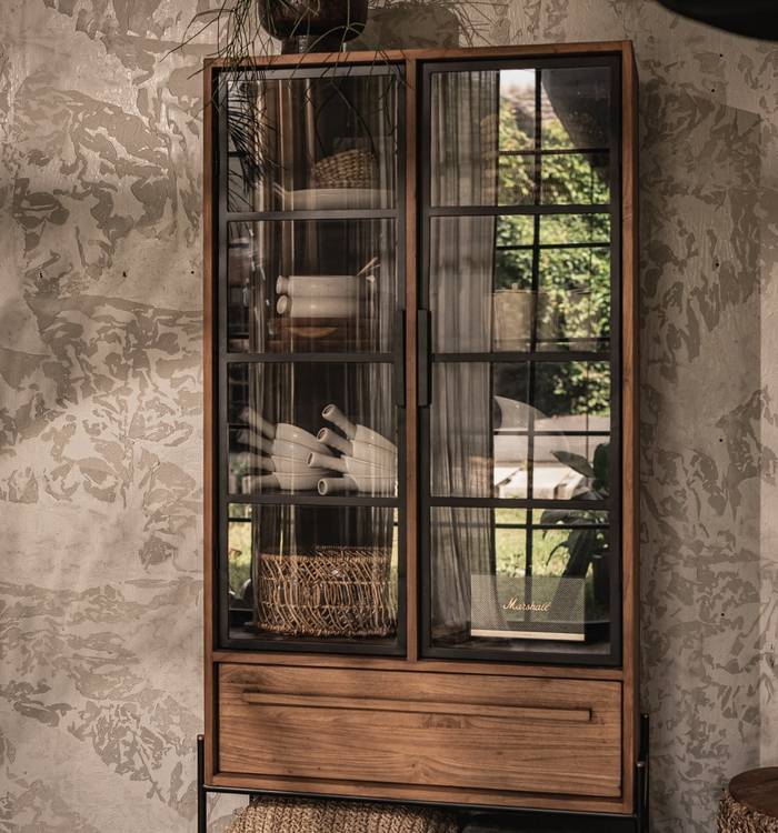 dBodhi Outline Cabinet - 2 Glass Doors/1 Drawer/1 Open Rack