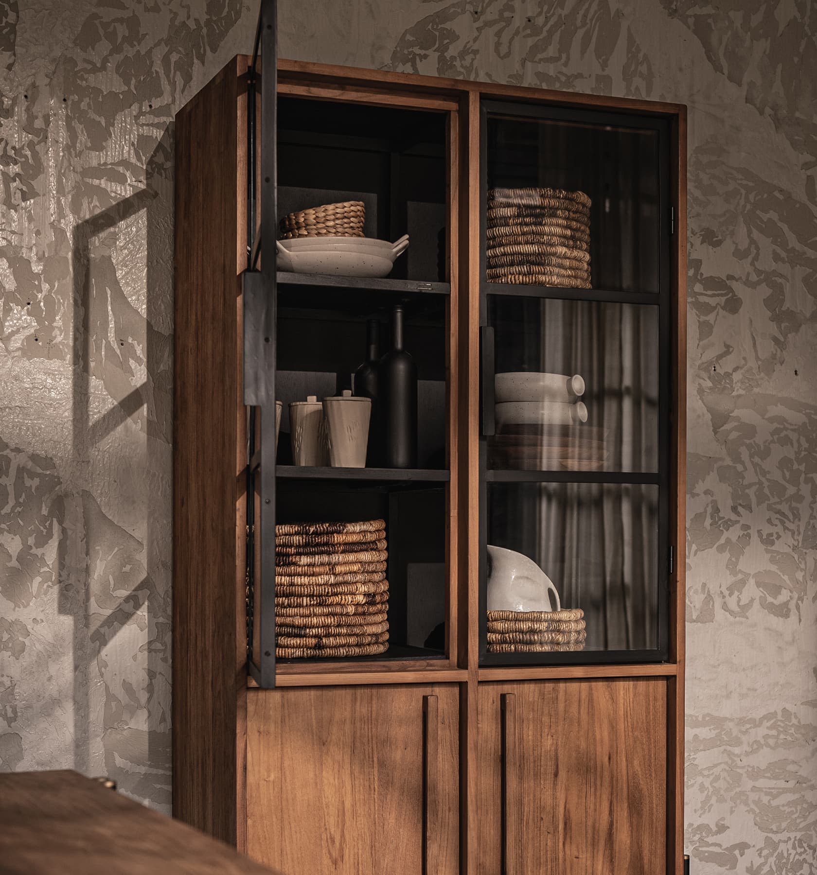 dBodhi Outline Cabinet - 2 Doors/2 Glass Doors/1 Open Rack