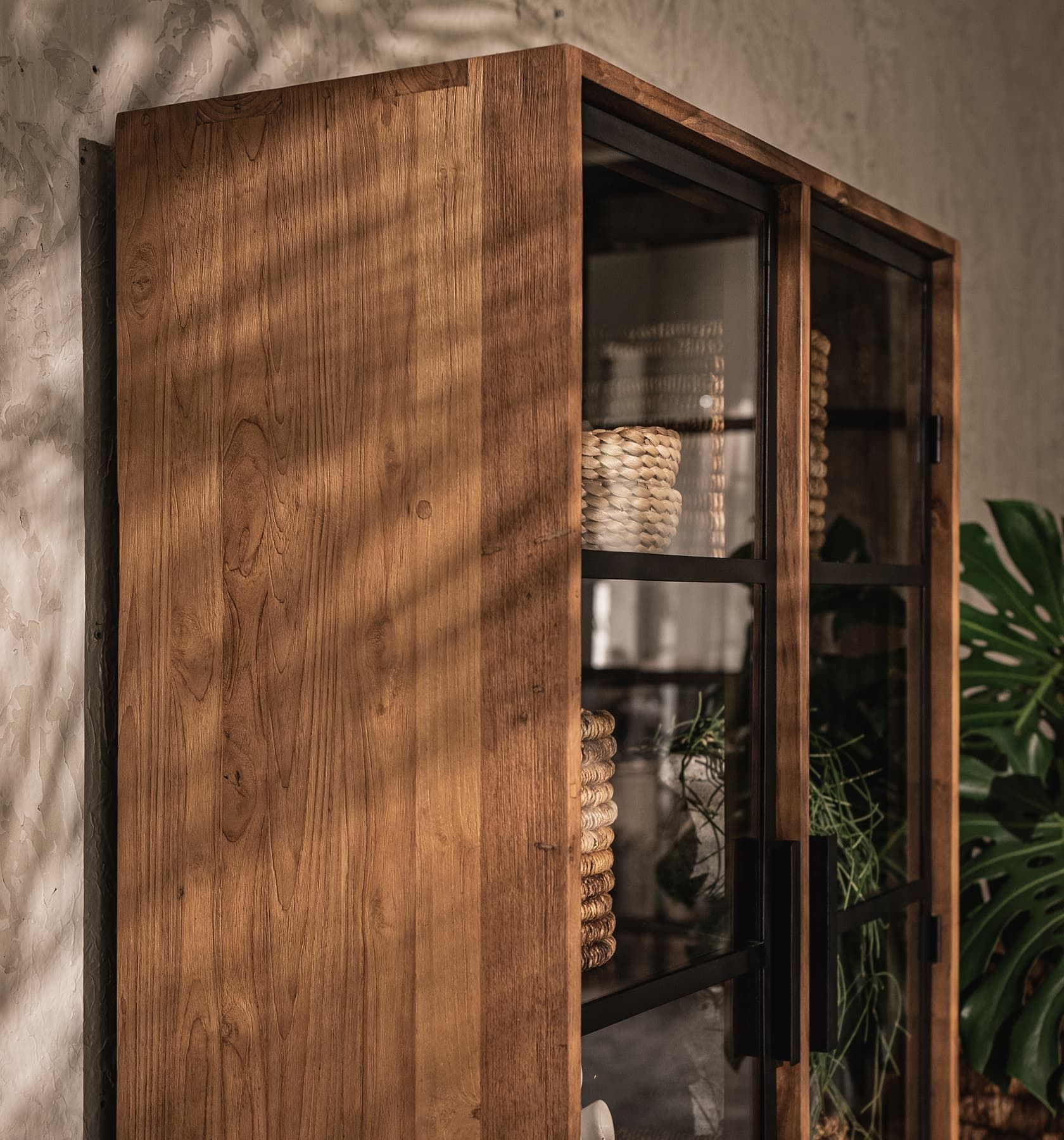 dBodhi Outline Cabinet - 2 Glass Doors/1 Open Rack