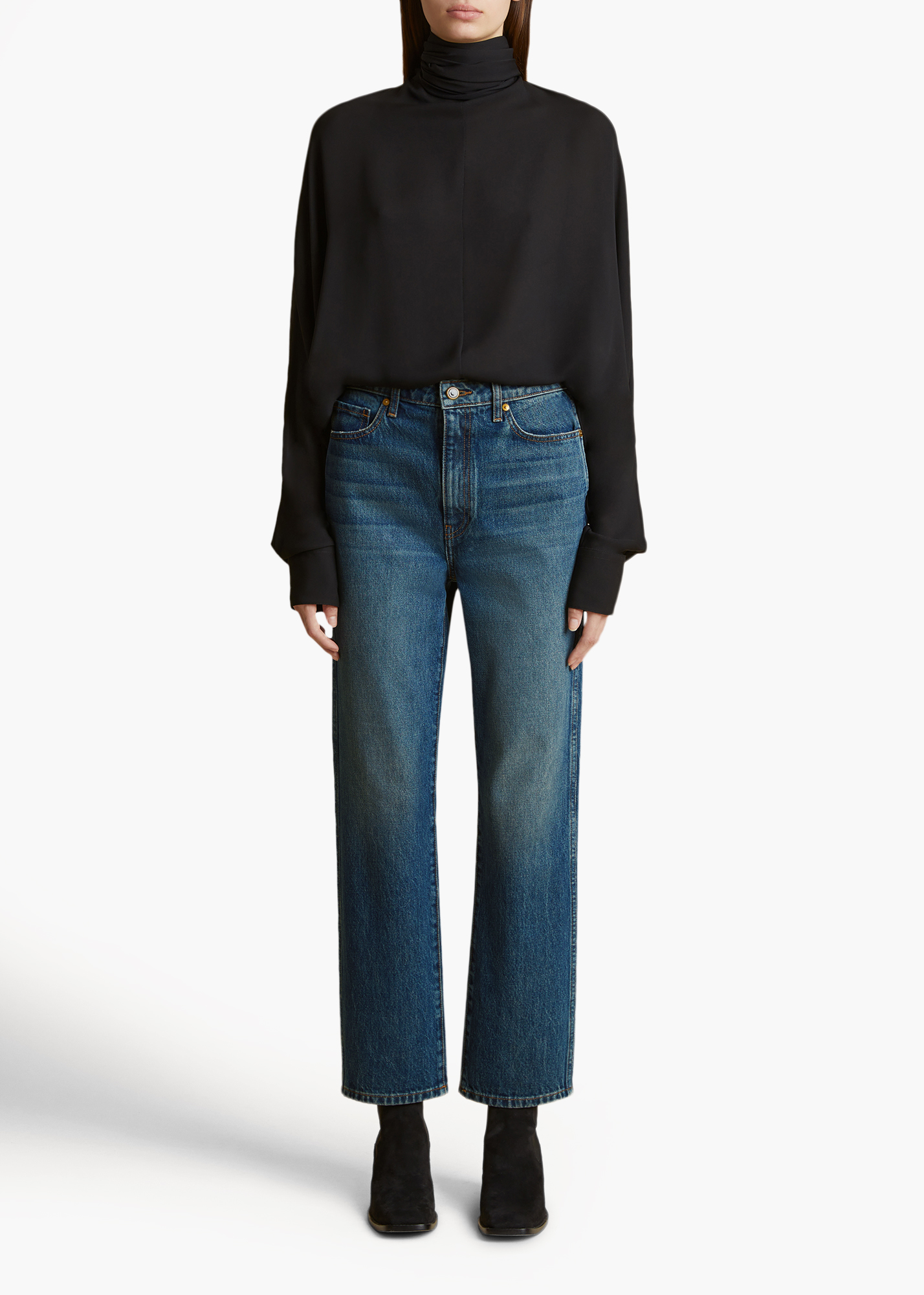 【関税込み】KHAITE ブルー The Abigail Stretch ジーンズ Abigail Stretch Jean in Bryce – KHAITE