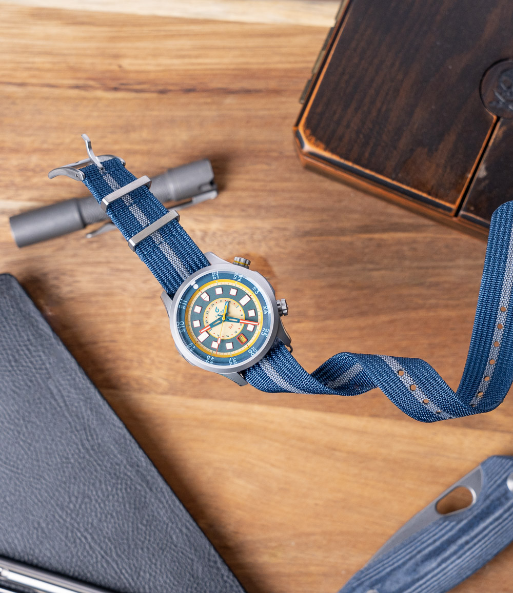 Blue Pinstripe Zero-Pass Ribbed Nylon Strap