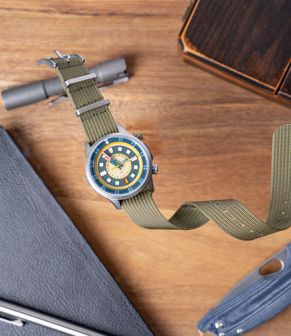Army Green Zero-Pass Ribbed Nylon Strap