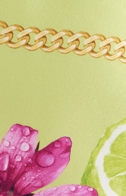 Silk Mini Skirt - Lime Chilli Chain Print