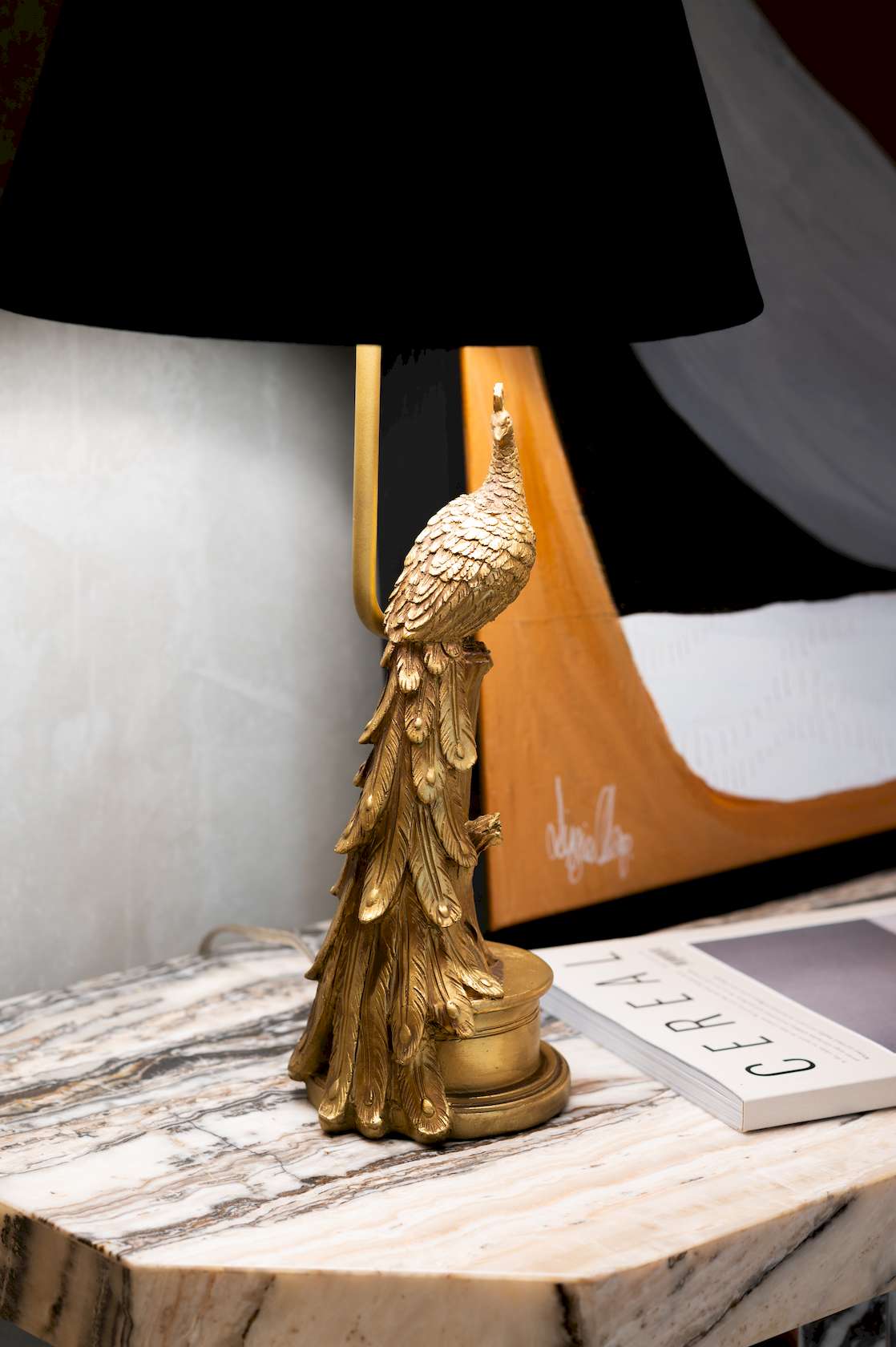 Peacock Table Lamp - Black