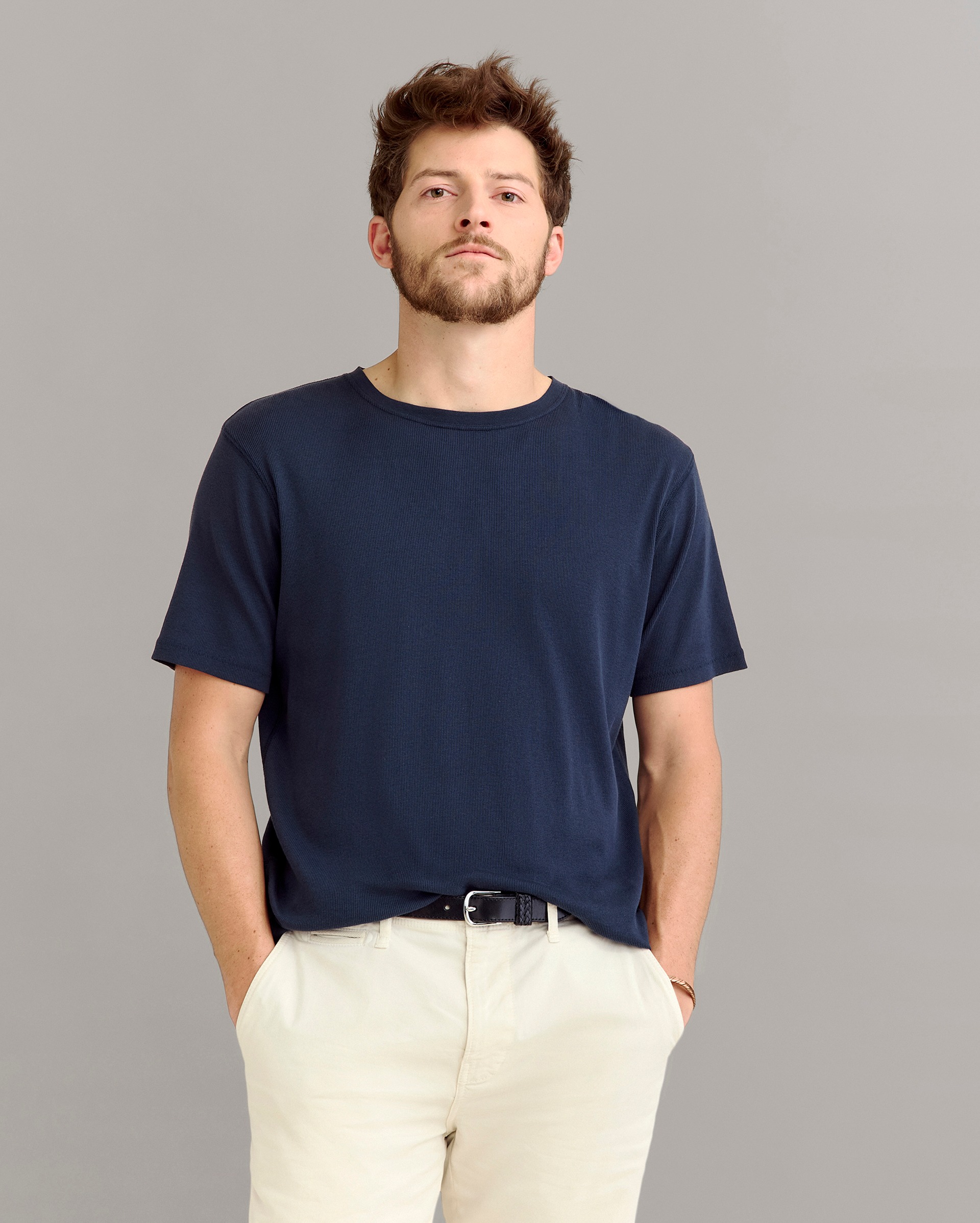 ennoy sleeve hem rib tee NAVY