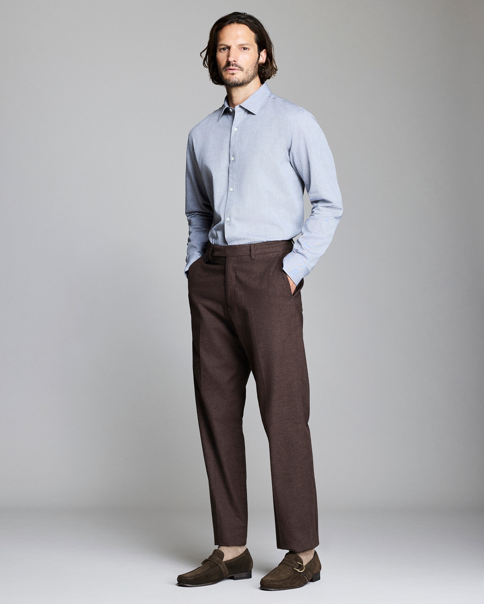 Model shows the fit of the shirt.
