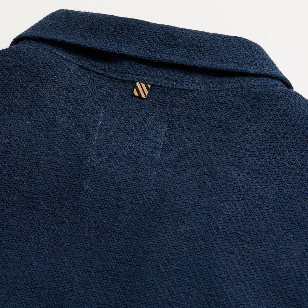 Hemp Cotton Twill Polo by Billy Reid | Carbon Blue Short Sleeve