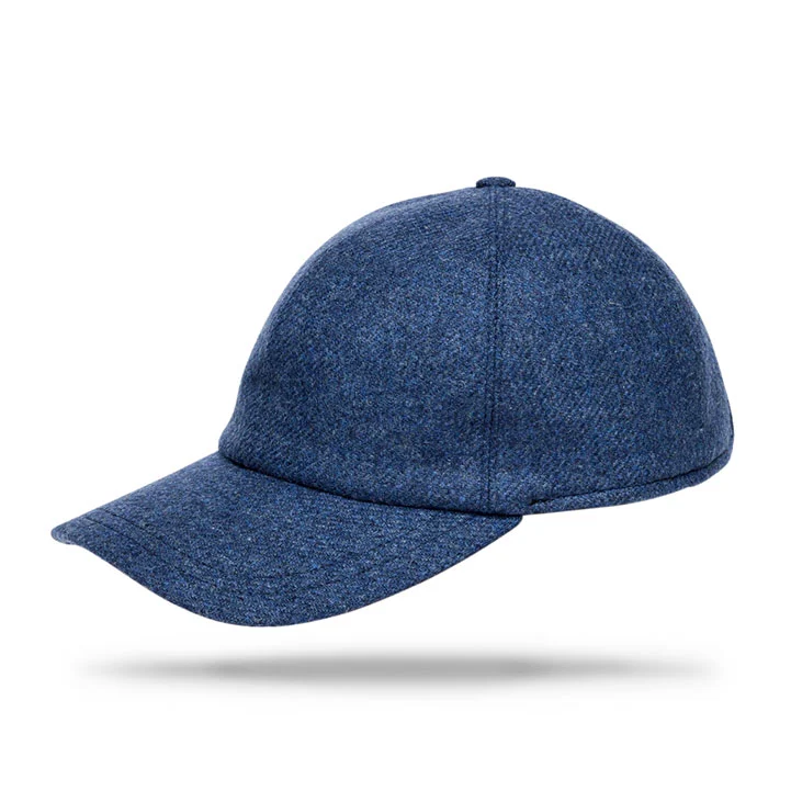 Wool Baseball Cap - Green W Denim Blue
