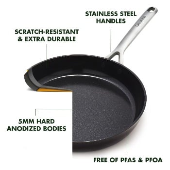  GreenPan GP5 Hard Anodized Healthy Ceramic Nonstick 8 Frying  Pan Skillet, Heavy Gauge Scratch Resistant, Stay Flat Surface, Induction,  Mirror Finish Handle,Oven Safe, PFAS-Free, Black : Automotive