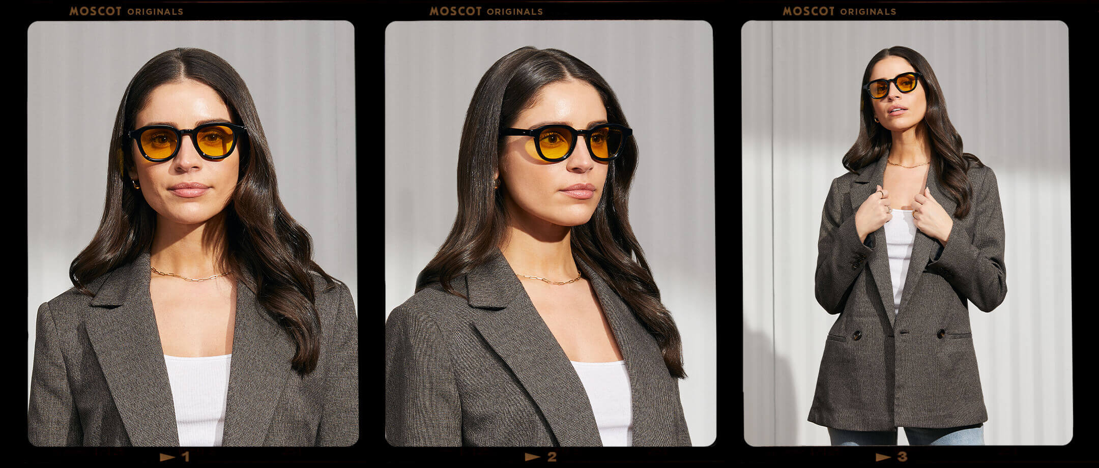 Model is wearing The DAHVEN in Black in size 47 with Mellow Yellow Tinted Lenses